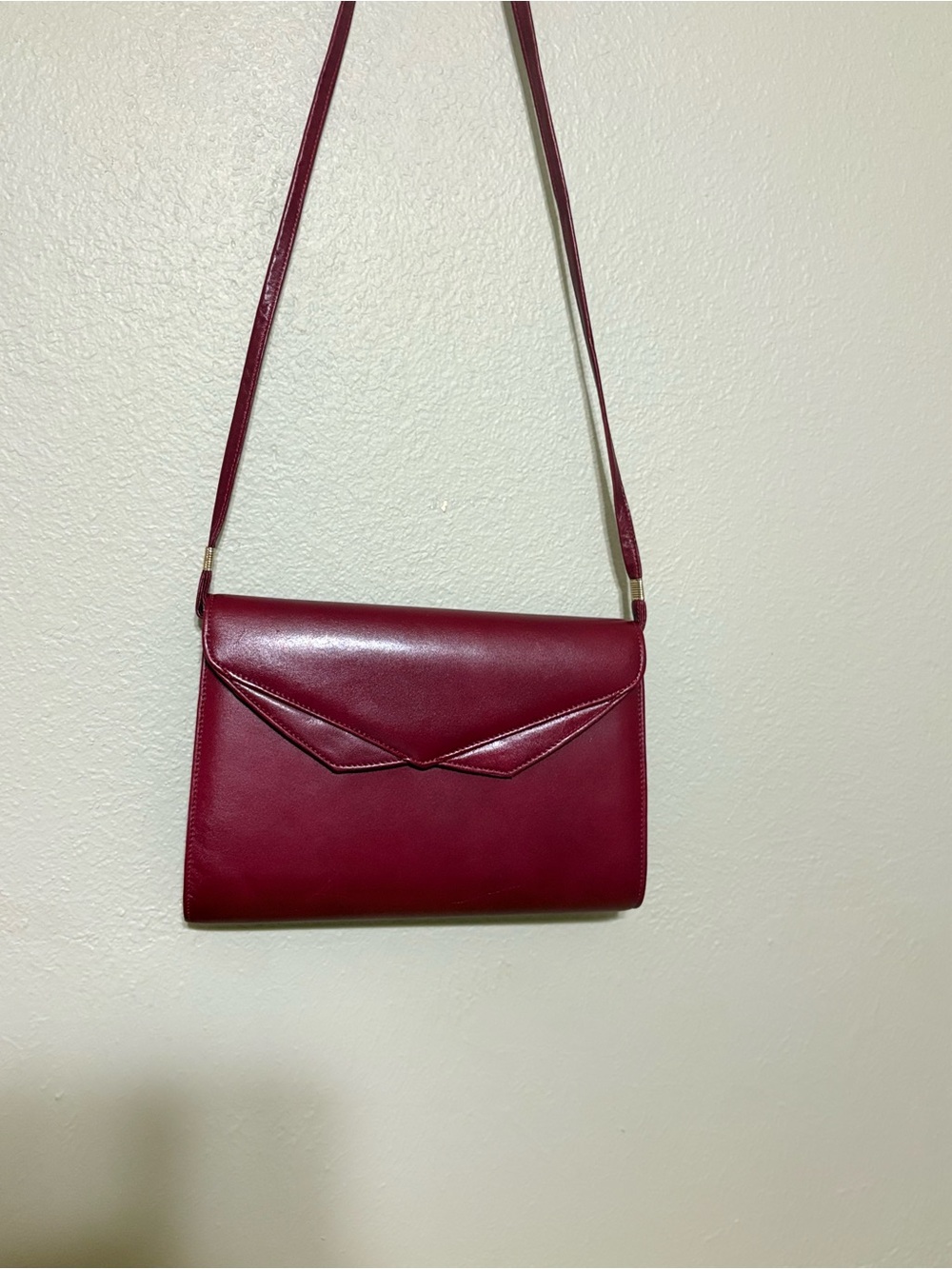 Vintage Woo Jupyo Seoul Korea Burgundy Red Leather Shoulder Bag Purse